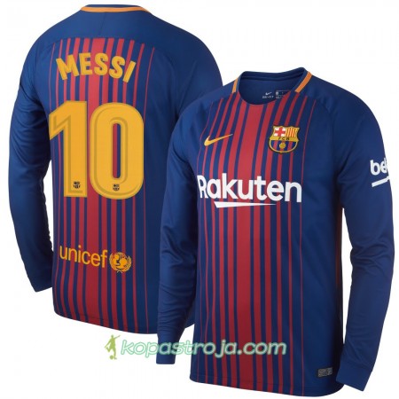 Billiga Fotbollströjor FC Barcelona Messi Hemma tröja 2017/18 Långärmad