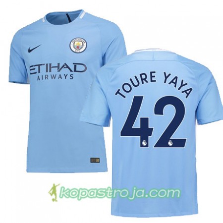 Billiga Fotbollströjor Manchester City TOURE YAYA 42 Hemma tröja 2017/18 Kortärmad