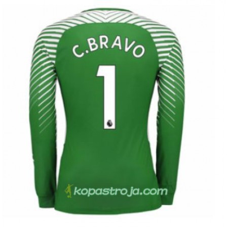 Billiga Fotbollströjor Manchester City Målvakt Claudio Bravo 1 Hemma tröja 2017/18 Långärmad
