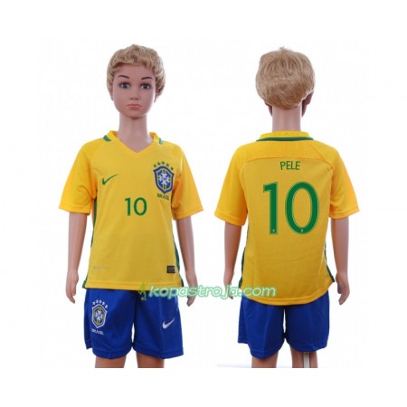 Billiga Fotbollströjor Brasilien Pele 10 Barn Hemma tröja 2016 Kortärmad