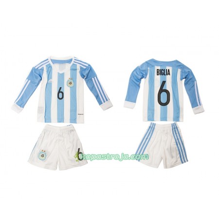 Billiga Fotbollströjor Argentina Biglia 6 Barn Hemma tröja 2016 Långärmad