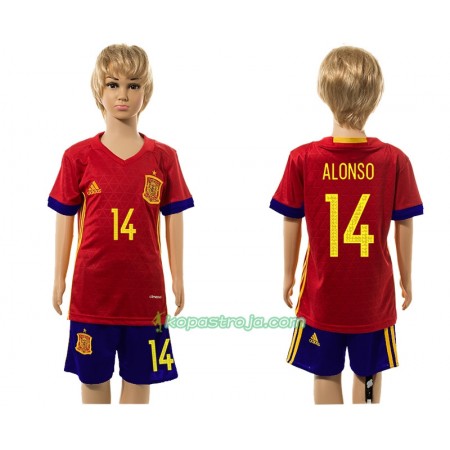 Billiga Fotbollströjor Spanien Alonso 14 Barn Hemma tröja 2016 Kortärmad