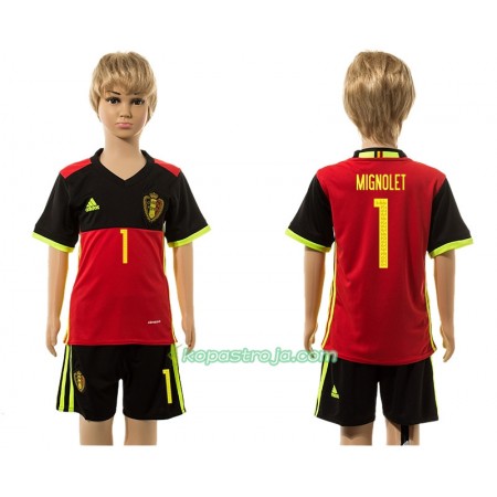Billiga Fotbollströjor Belgien Mignolet 1 Barn Hemma tröja 2016 Kortärmad