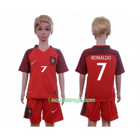 Billiga Fotbollströjor Portugal Cristiano Ronaldo 7 Barn Hemma tröja Euro 2016 Kortärmad