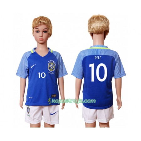 Billiga Fotbollströjor Brasilien Pele 10 Barn Borta tröja 2016 Kortärmad