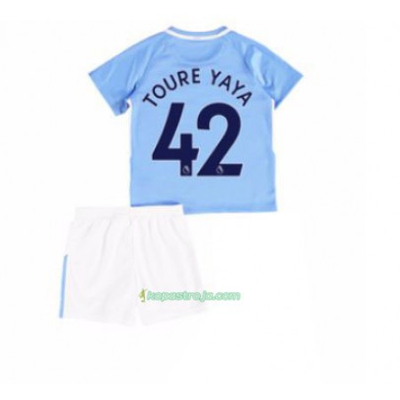 Billiga Fotbollströjor Manchester City Yaya Toure 42 Barn Hemma tröja 2017/18 Kortärmad