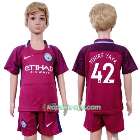 Billiga Fotbollströjor Manchester City Yaya Toure 42 Barn Borta tröja 2017/18 Kortärmad