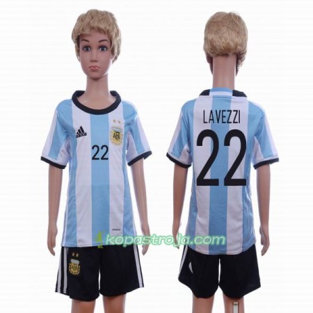 Billiga Fotbollströjor Argentina Lavezzi 22 Barn Hemma tröja 2016 Kortärmad