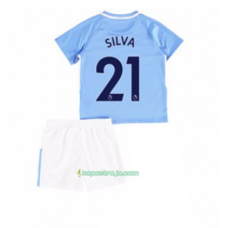 Billiga Fotbollströjor Manchester City David Silva 21 Barn Hemma tröja 2017/18 Kortärmad