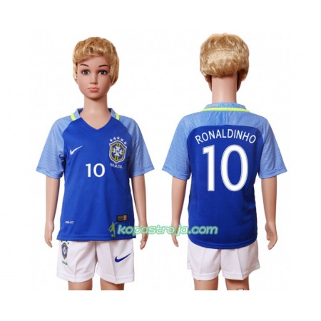 Billiga Fotbollströjor Brasilien Ronaldinho 10 Barn Borta tröja 2016 Kortärmad