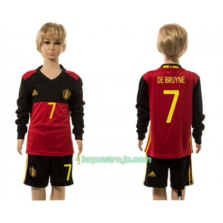 Billiga Fotbollströjor Belgien De Bruyne 7 Barn Hemma tröja 2016 Långärmad