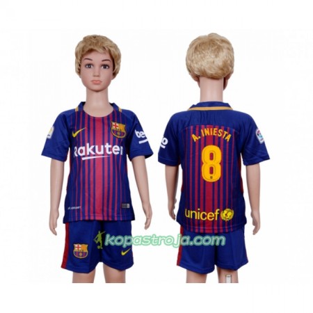 Billiga Fotbollströjor FC Barcelona Antröja Iniesta 8 Barn Hemma tröja 2017/18 Kortärmad