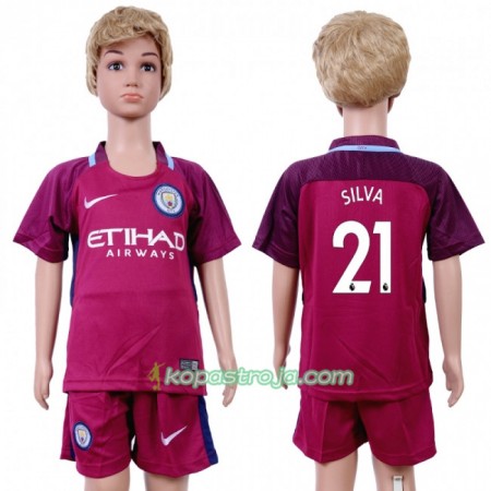 Billiga Fotbollströjor Manchester City David Silva 21 Barn Borta tröja 2017/18 Kortärmad