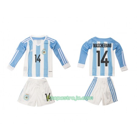 Billiga Fotbollströjor Argentina Mascherano 14 Barn Hemma tröja 2016 Långärmad
