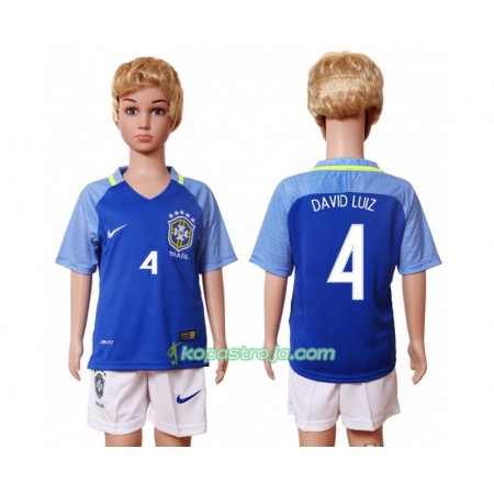 Billiga Fotbollströjor Brasilien David Luiz 4 Barn Borta tröja 2016 Kortärmad