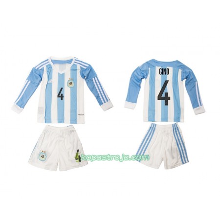 Billiga Fotbollströjor Argentina Gino 4 Barn Hemma tröja 2016 Långärmad