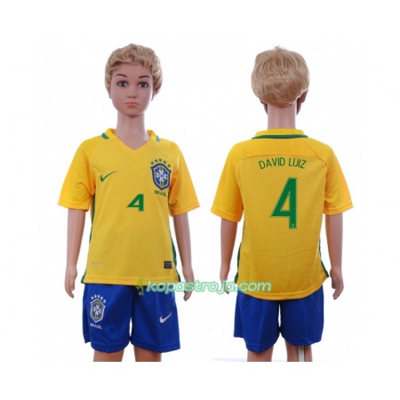 Billiga Fotbollströjor Brasilien David Luiz 4 Barn Hemma tröja 2016 Kortärmad